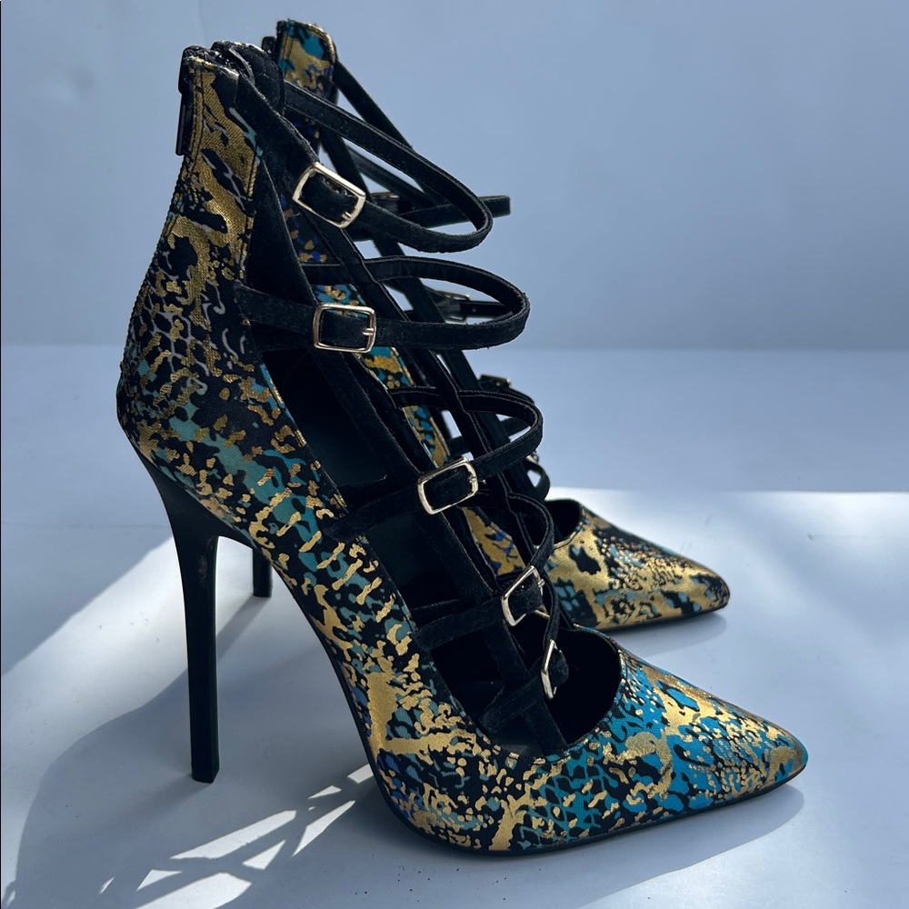 Privileged “Goldie” Multi-Color Strappy Heels – Size 8 - Picture 7 of 8